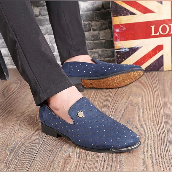 Men's Pointed Toe Dress Modern Metallic Slip On Loafer Shoes Size 8 - Picture 4 of 7